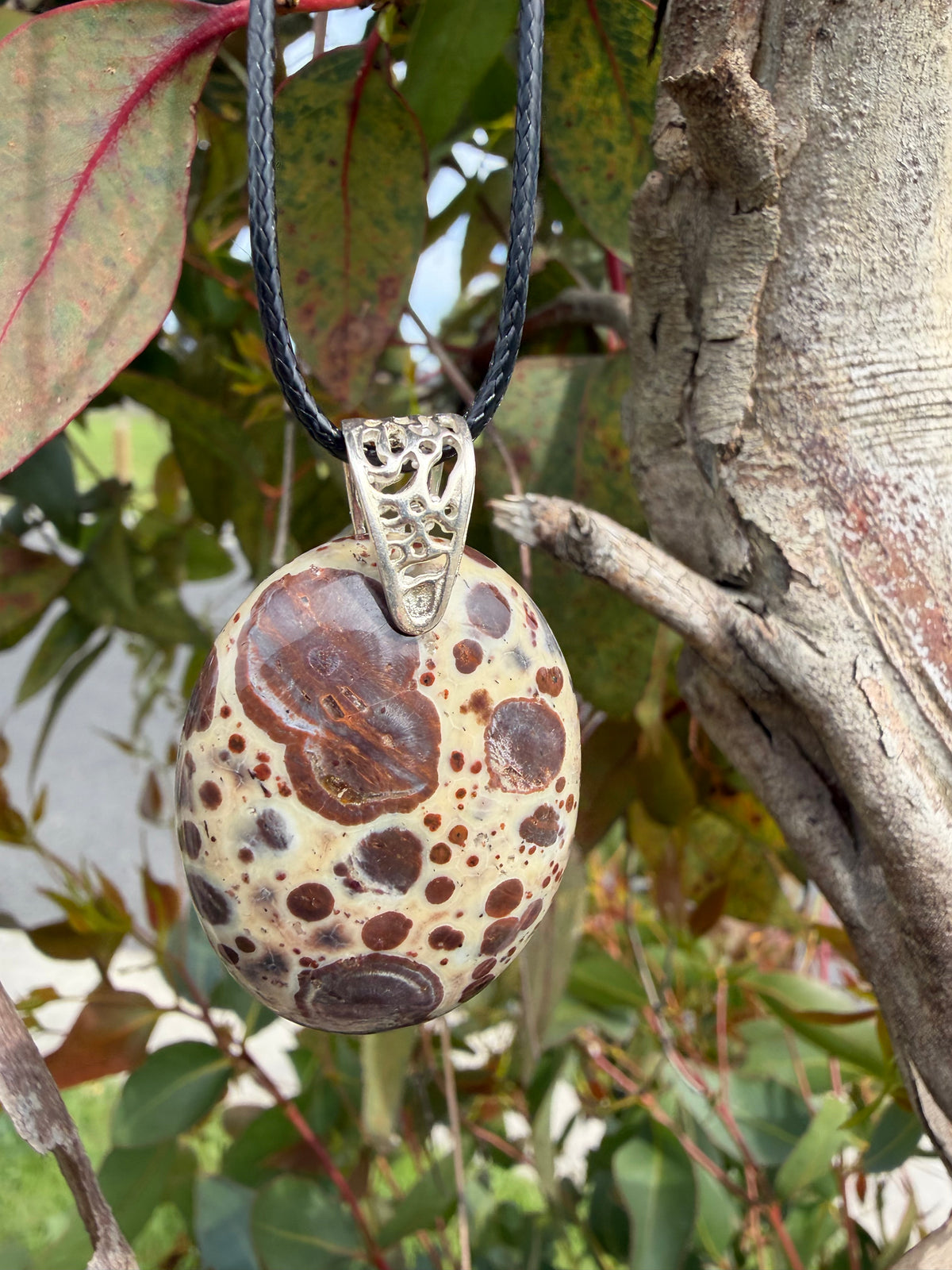 Poppy Jasper Polished oval Pendant Necklace
