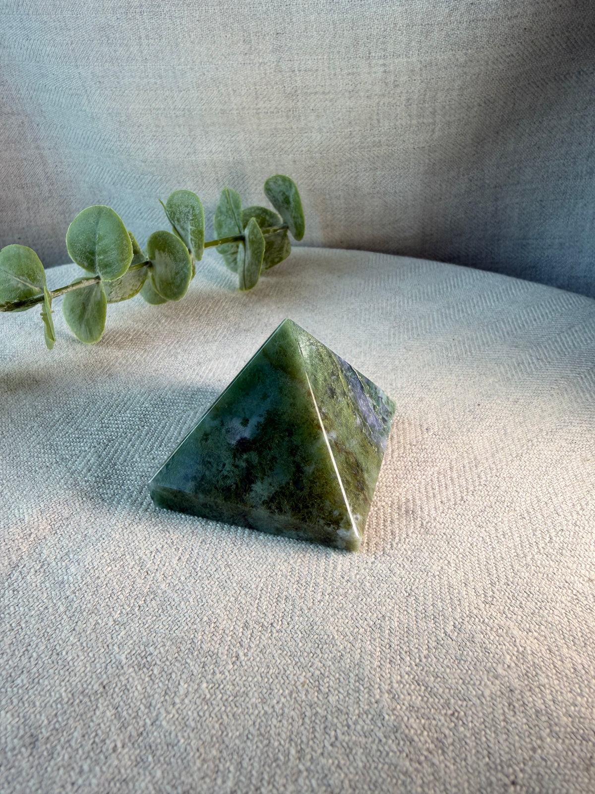 Moss Agate Crystal Pyramid