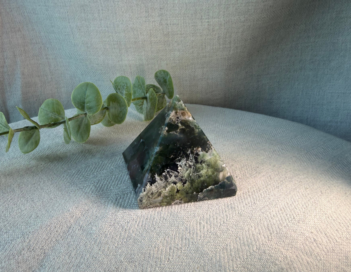 Moss Agate Crystal Pyramid