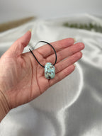 Natural Larimar Stone Pendant Necklace on Cord