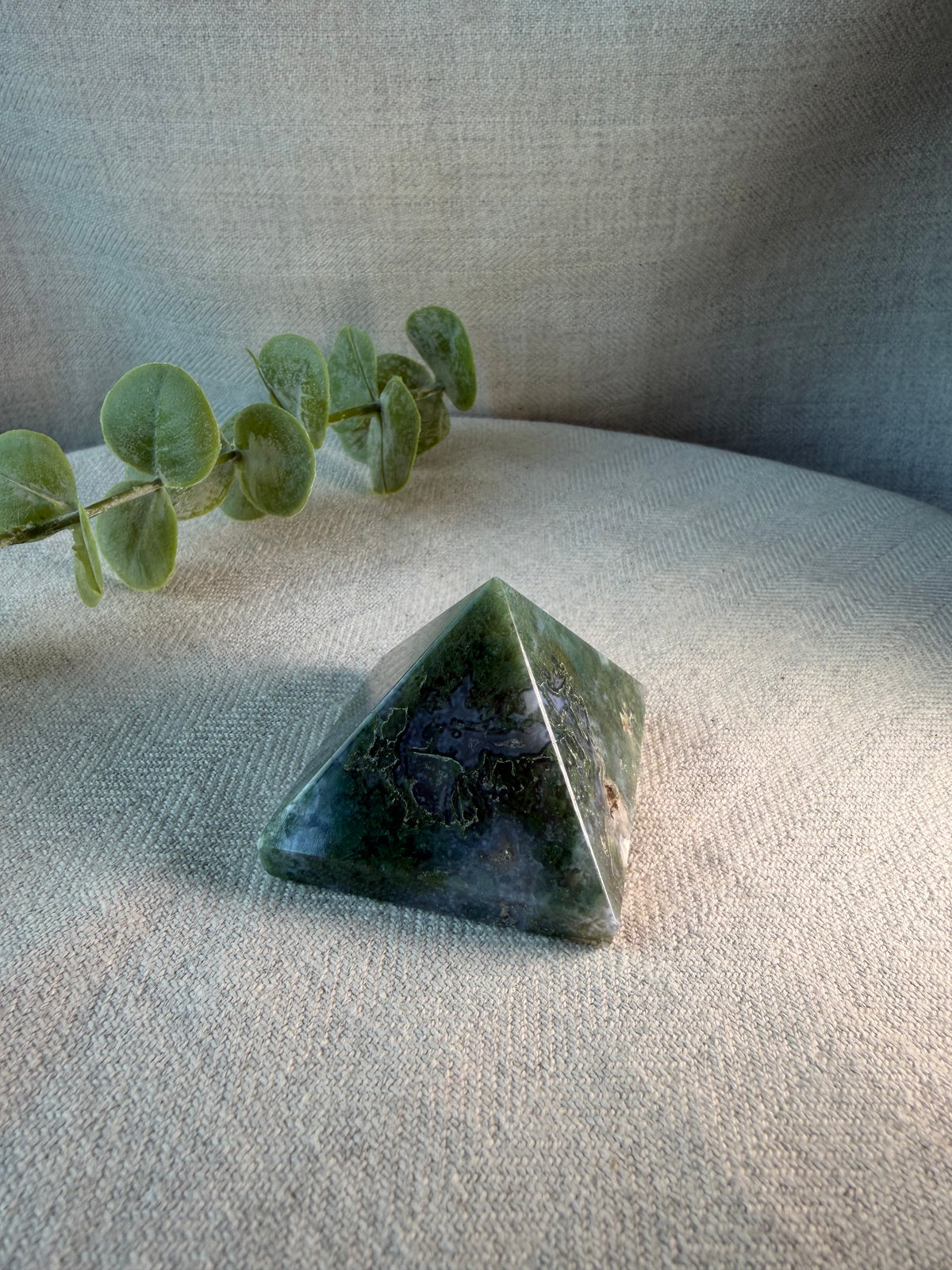 Moss Agate Crystal Pyramid