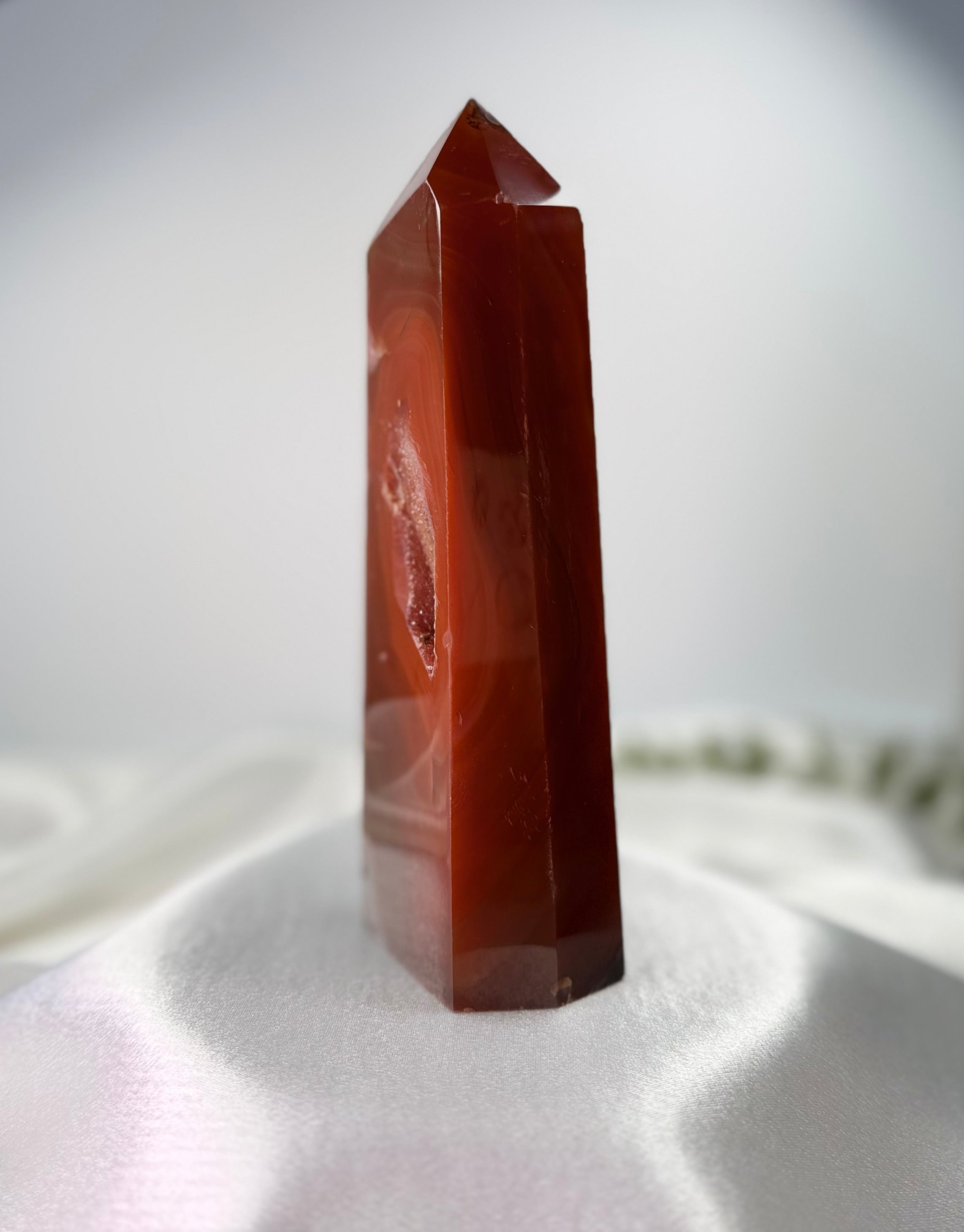 Polished Carnelian Crystal Tower Point