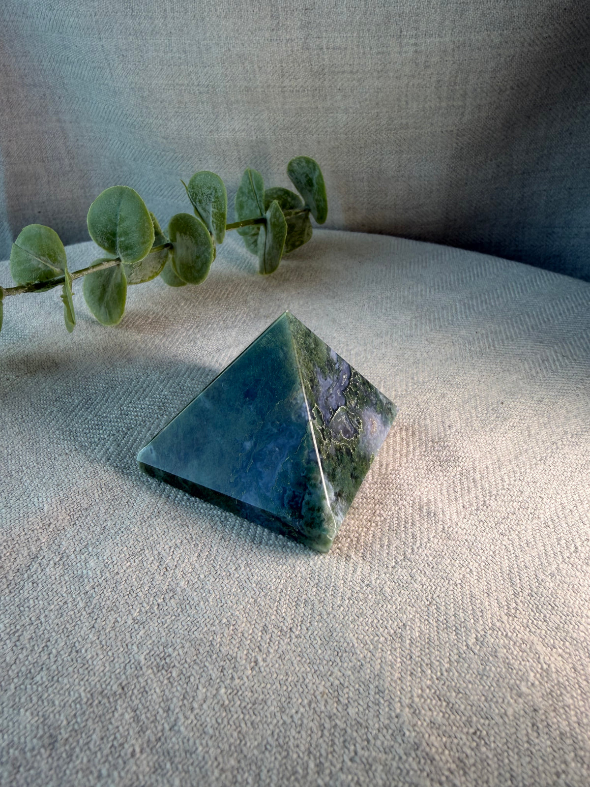 Moss Agate Crystal Pyramid