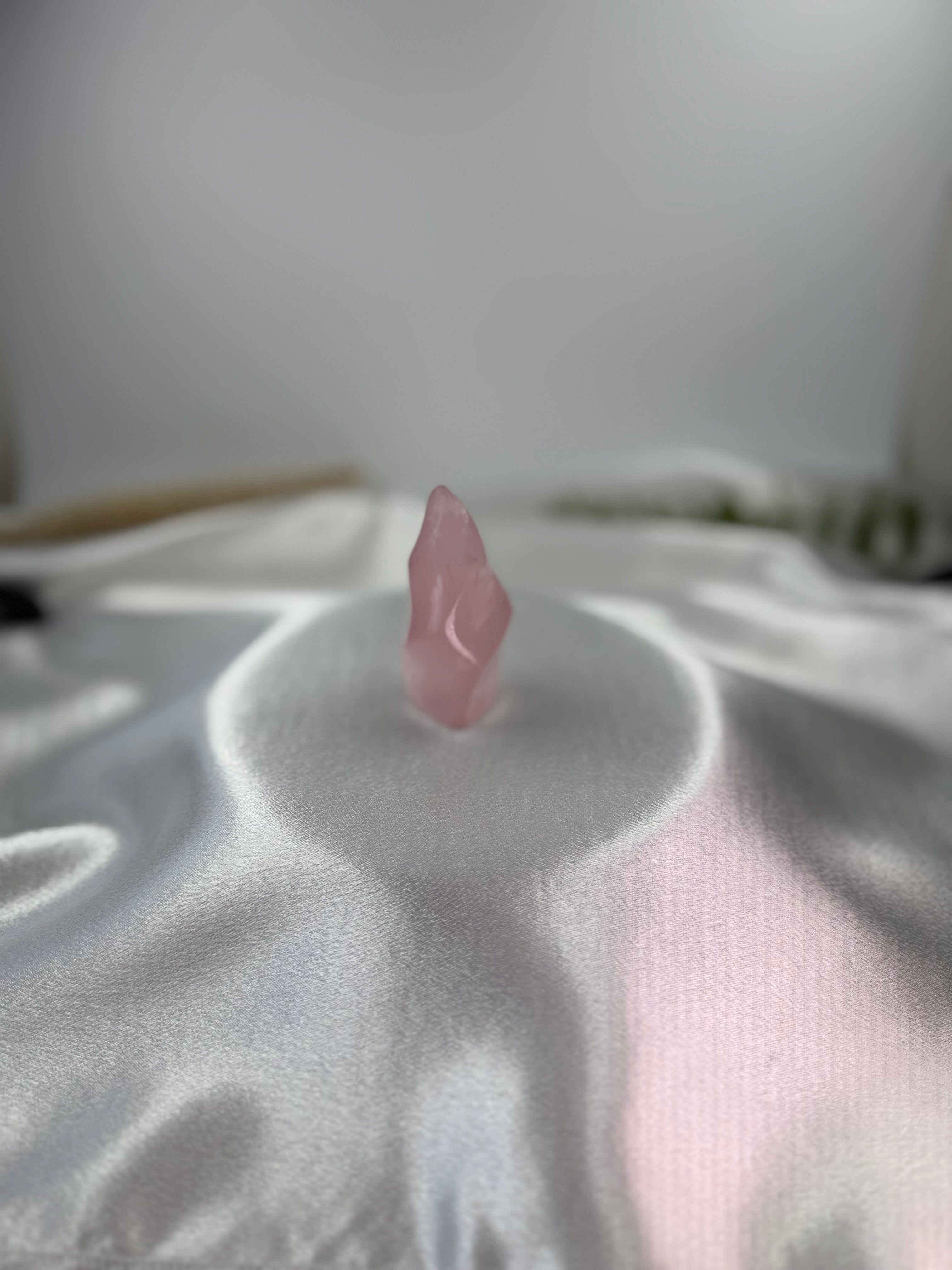 Polished Rose Quartz Crystal Flame Sculpture