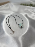 Natural Larimar Stone Pendant Necklace on Cord