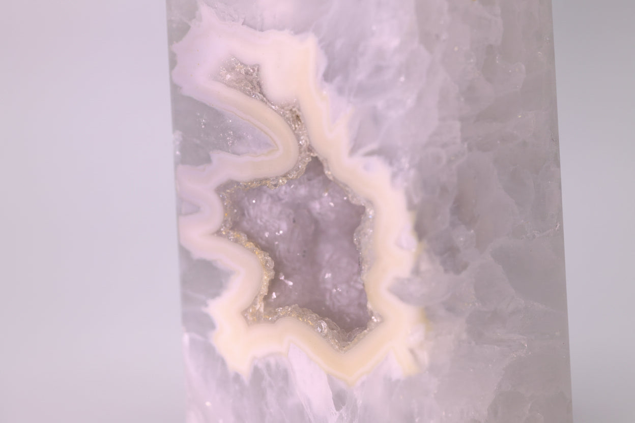 Agate Crystal Tower - white & Black Tones Incl Druzy