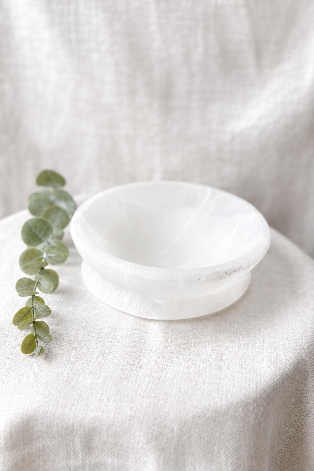 Hand Carved Selenite Crystal Bowl