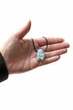 Natural Larimar Stone Pendant Necklace on Cord
