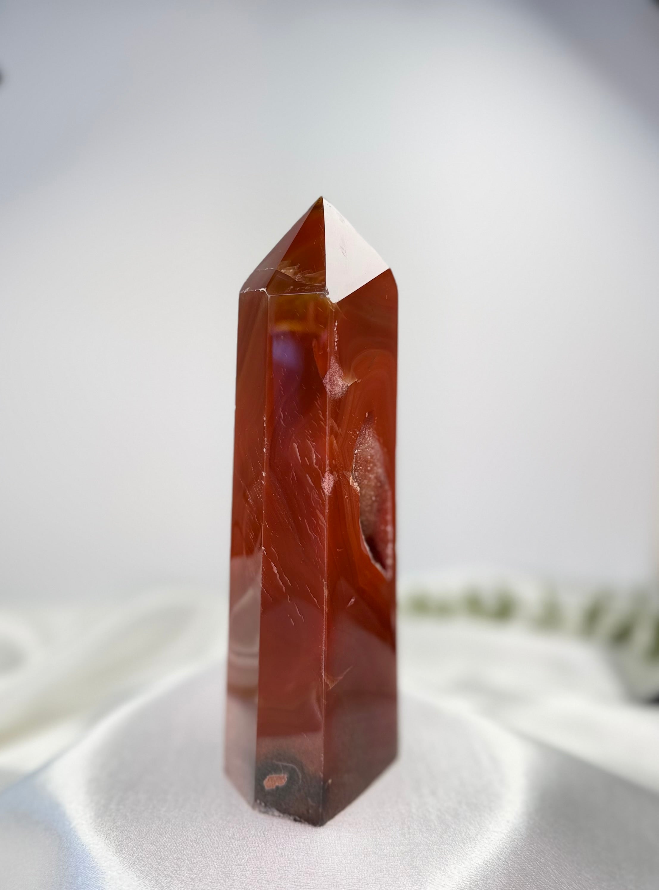 Polished Carnelian Crystal Tower Point