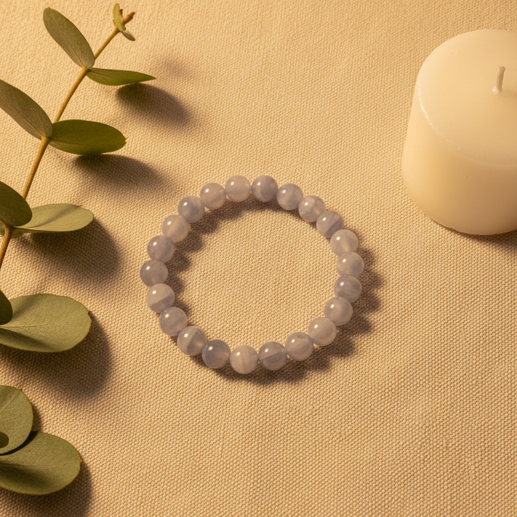 Blue Lace Agate Crystal Bracelet - Social Media