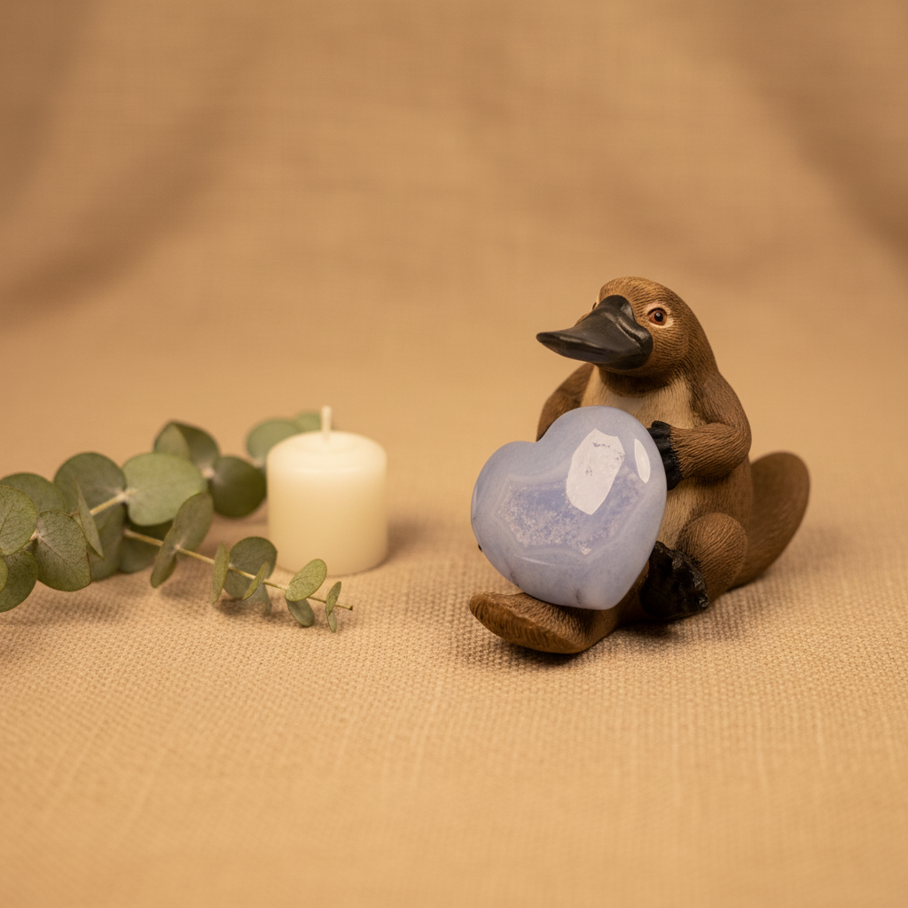 Blue Lace Agate Heart Platypus - Social Media