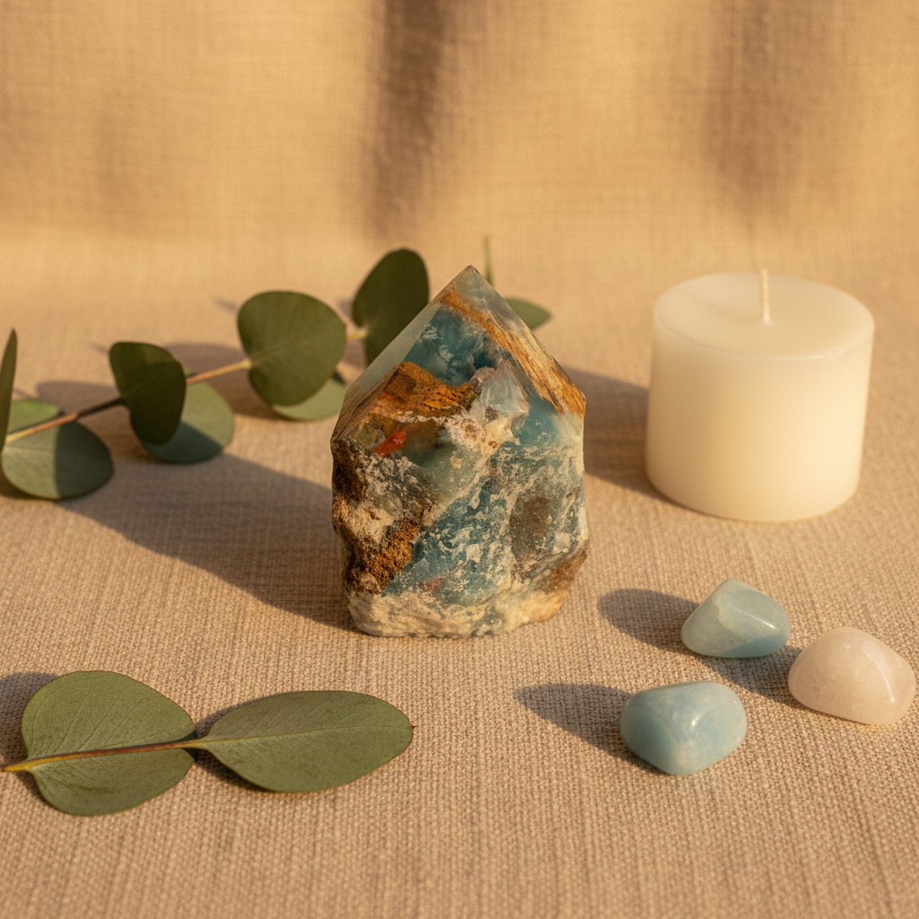 Blue Onyx crystal Raw Base Tower - Social Media