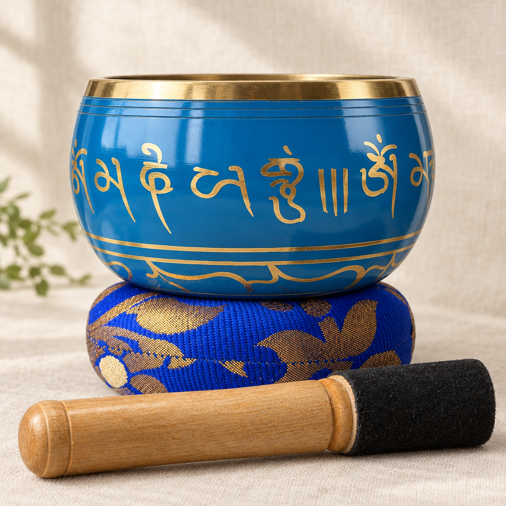 Blue singing bowl exterior detail