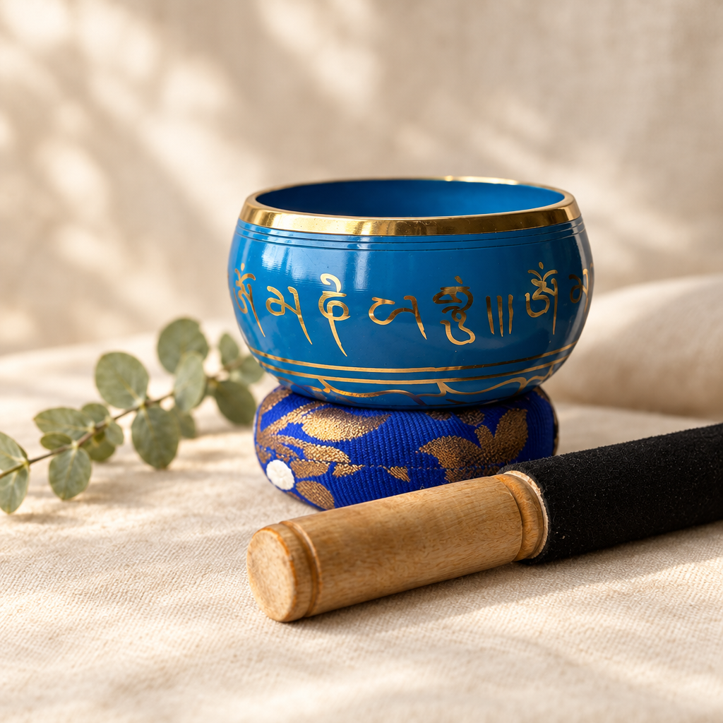 Blue singing bowl set alternate view