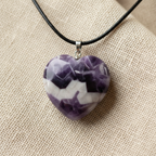 Chevron Amethyst Heart Pendant on Linen