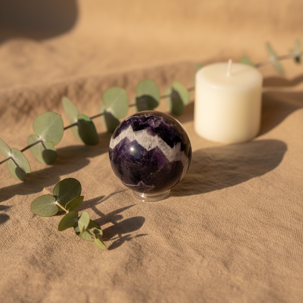 Chevron Amethyst Sphere - Social Media
