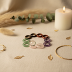 Treasured Energies crystal sphere holders set arranged on a white surface with natural light