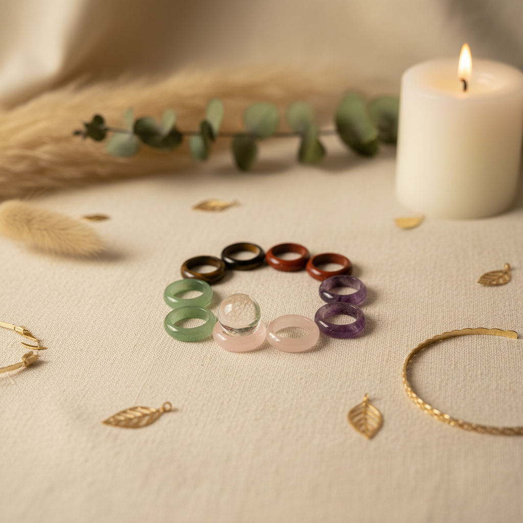 Treasured Energies crystal sphere holders set arranged on a white surface with natural light
