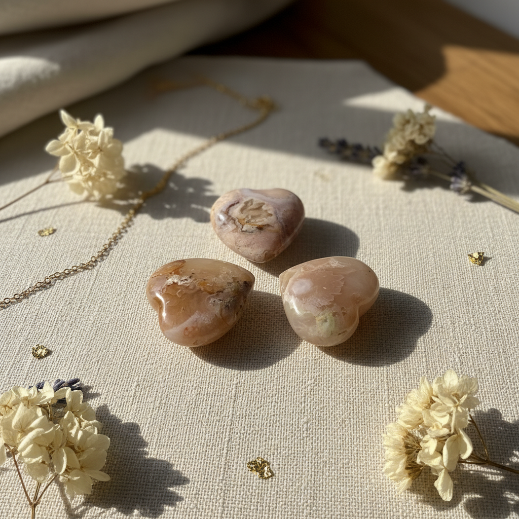 Flower Agate Crystal Hearts Social Post