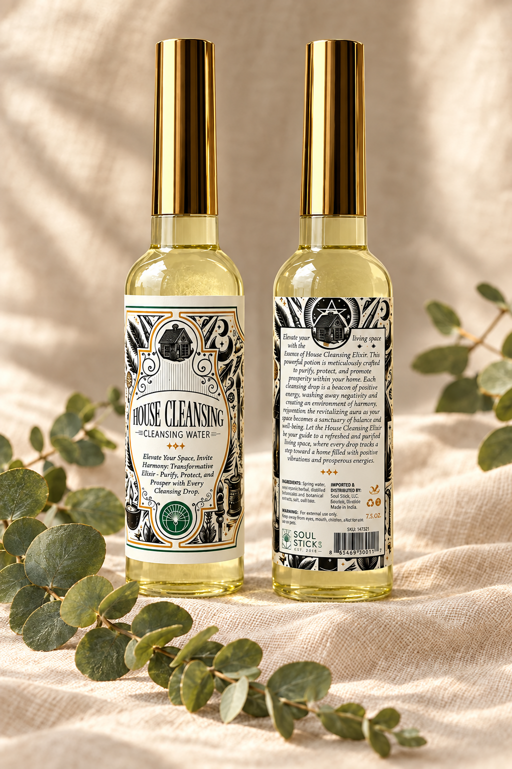 House Cleansing Water bottles with label sharpening requested