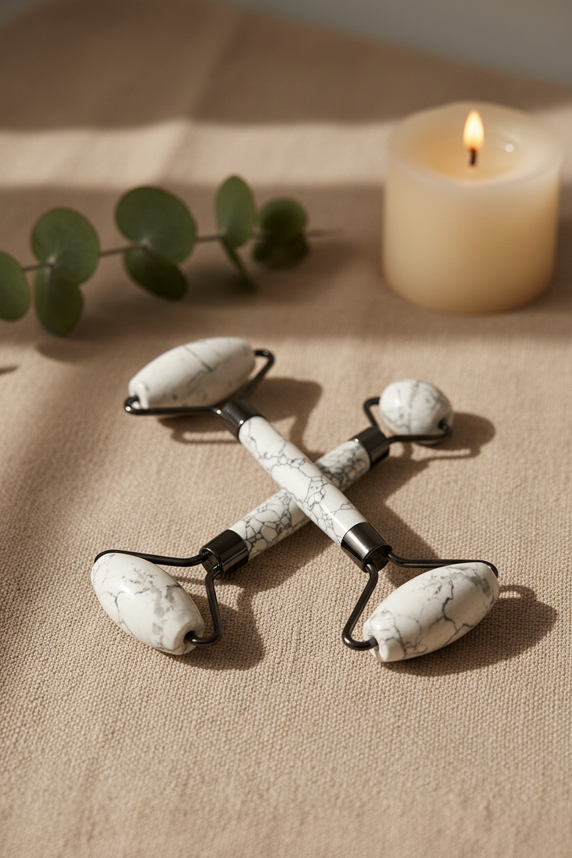 Howlite crystal Facial Roller Lifestyle Shot