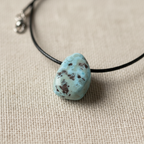 Larimar Pendant on Linen Close-Up