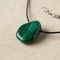 Malachite Pendant on Linen Close-Up