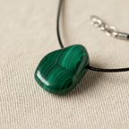 Malachite Pendant on Linen Close-Up