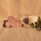 Pink Amethyst Cloud Crystal - Warm Linen Lifestyle