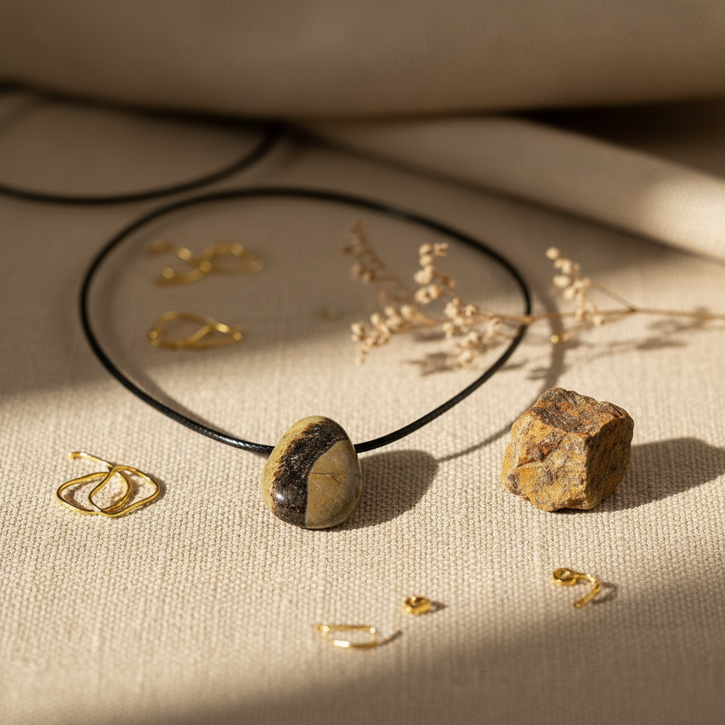 Polished Natural Septarian stone Pendant Necklace