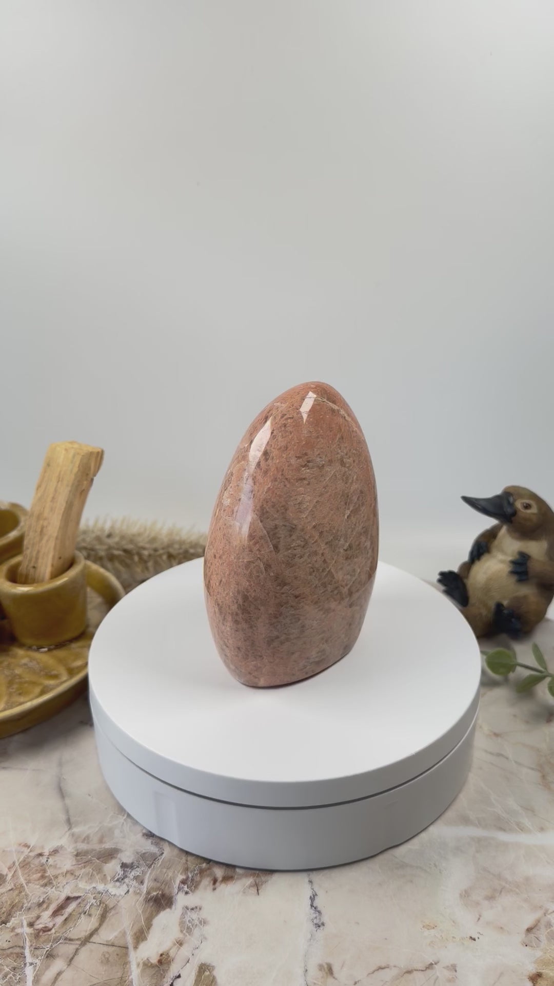 Polished Peach Moonstone Crystal Freestanding Forms