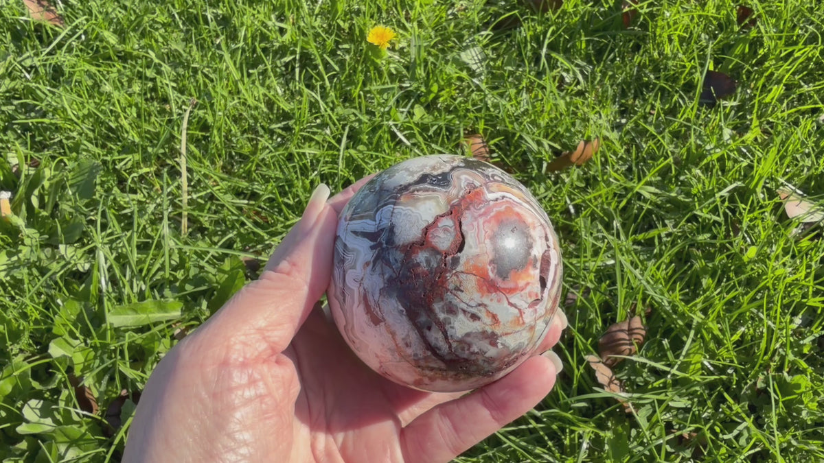 Polished Crazy Lace Agate Crystal Sphere