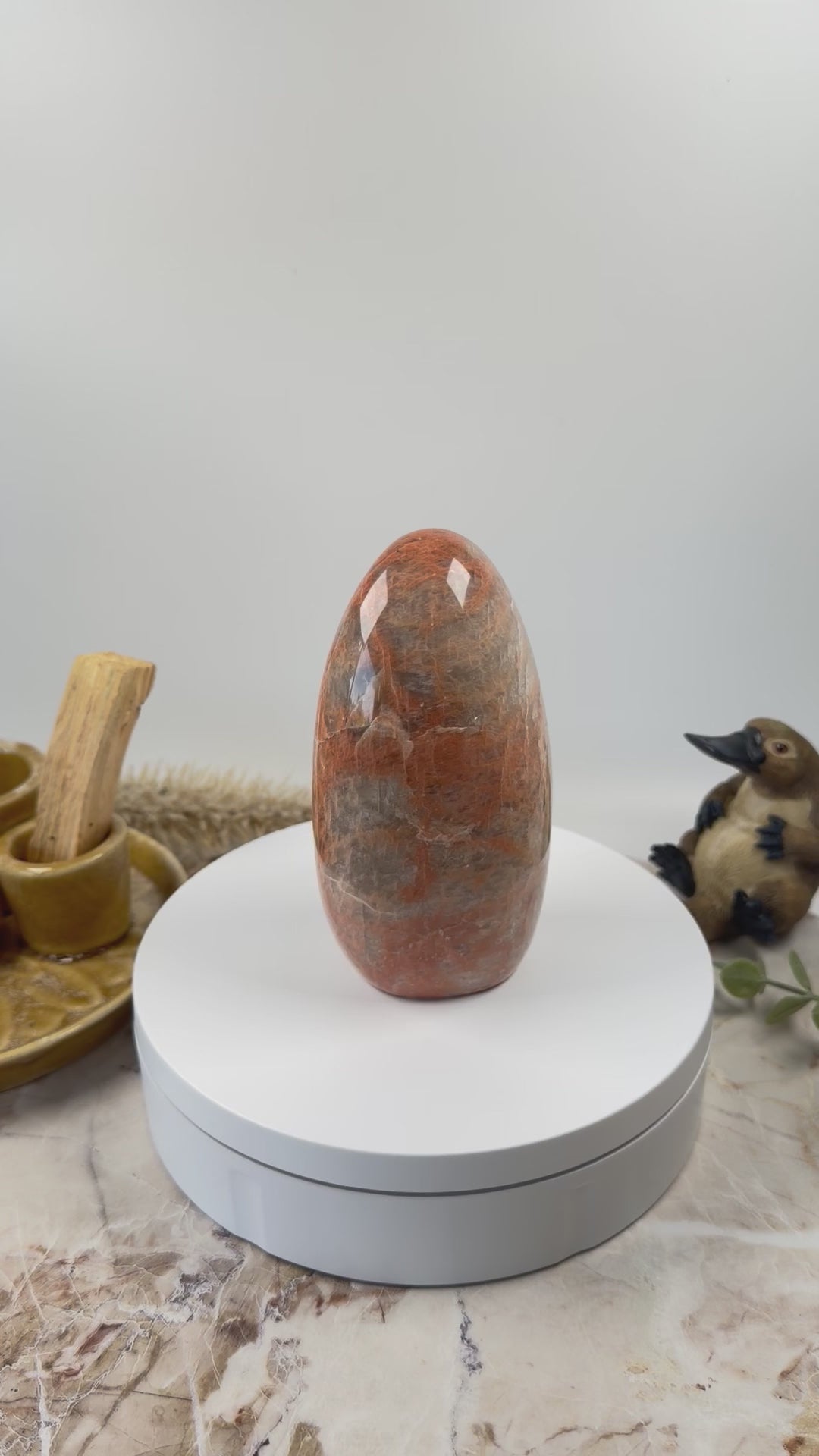 Polished Peach Moonstone Crystal Freestanding Forms