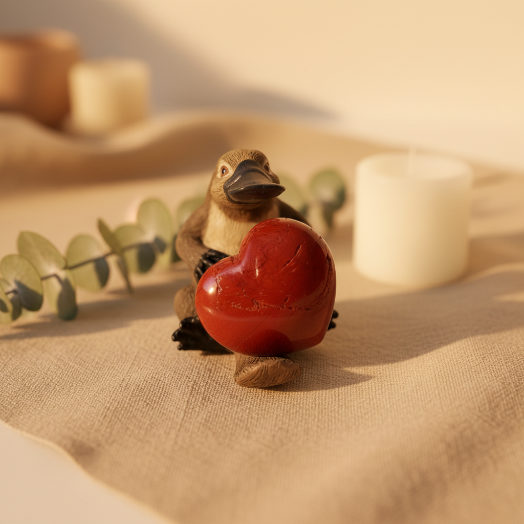 Red Jasper Heart Platypus - Social Media