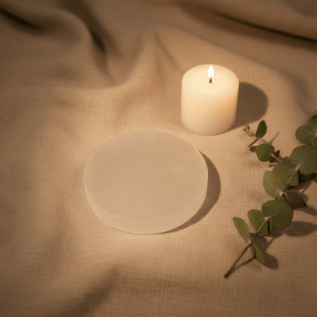Selenite Round Plate 10cm - Natural Grain Lifestyle