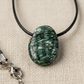 Seraphinite Pendant on Linen Close-Up