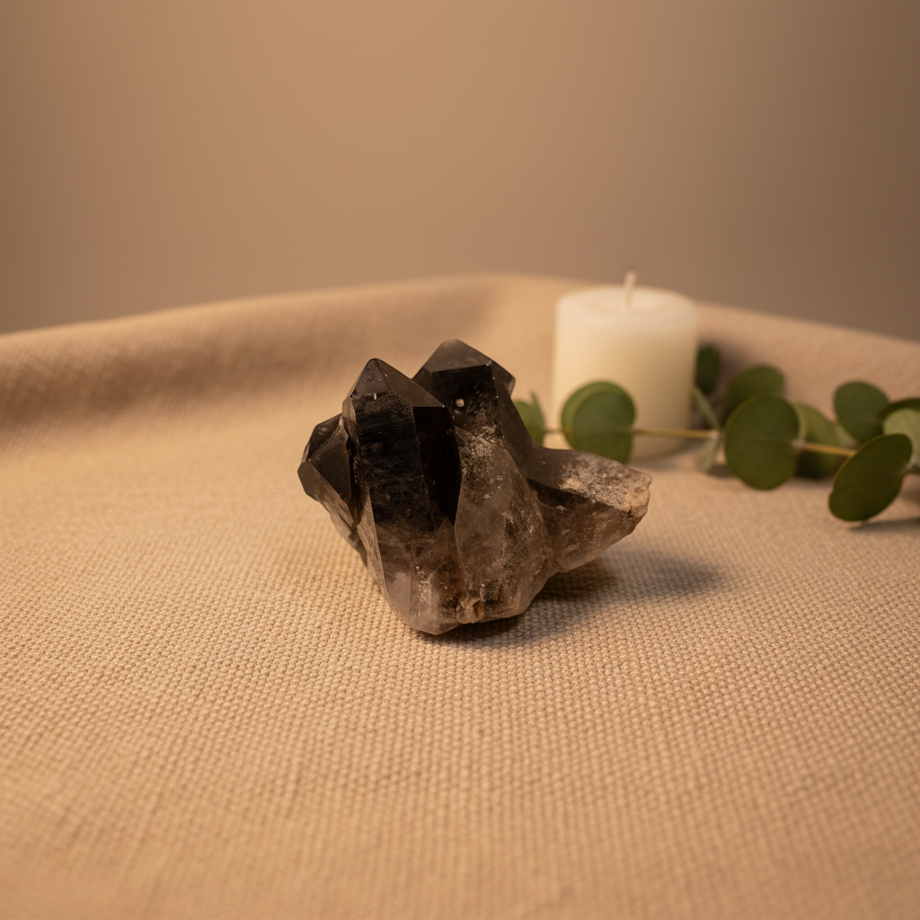 Smoky Quartz Cluster - Warm Linen Lifestyle