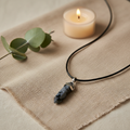 Snowflake obsidian necklace crystal point pendant lifestyle image