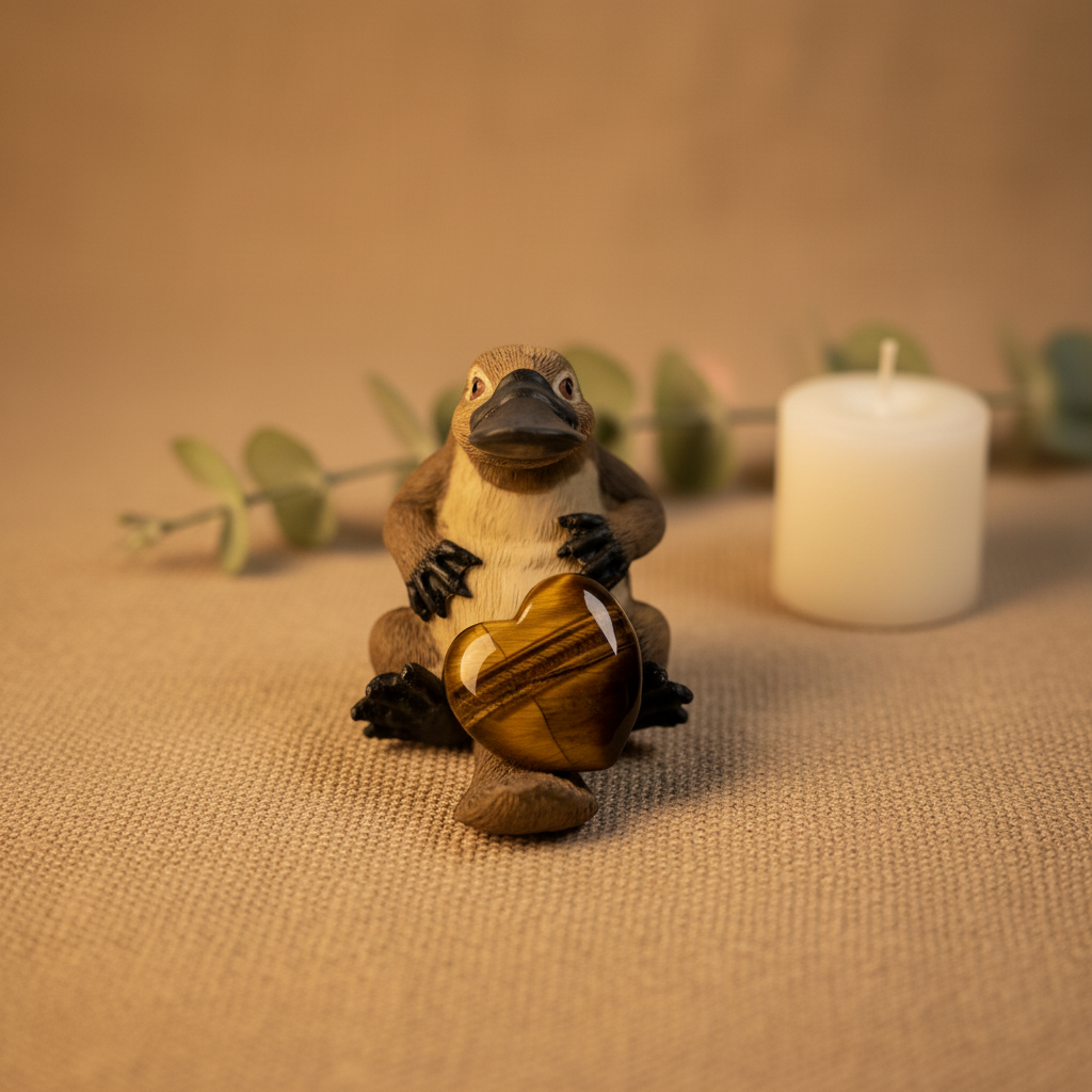 Tigers Eye Crystal Heart Platypus - Social Media