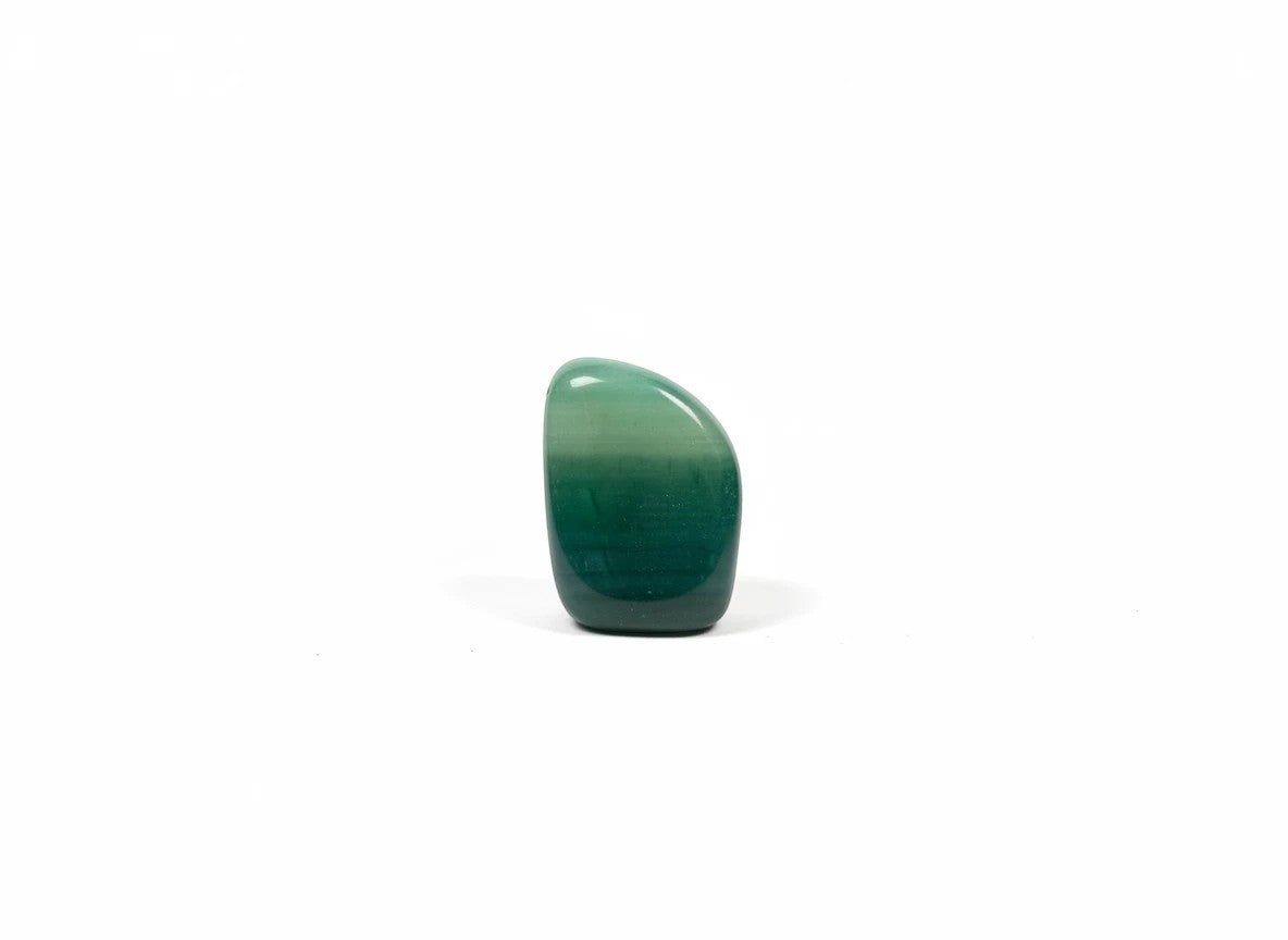 Treasured Energies polished Amazonite tumbled crystal with a smooth, gradient blue-green surface.