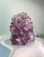 Treasured Energies natural purple amethyst crystal cluster specimen with pointed geometric formations