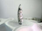Treasured Energies polished moss agate flame crystal sculpture with green inclusions and natural banding