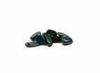Treasured Energies polished natural bloodstone tumbled gemstones with deep green colour and red inclusions on white background