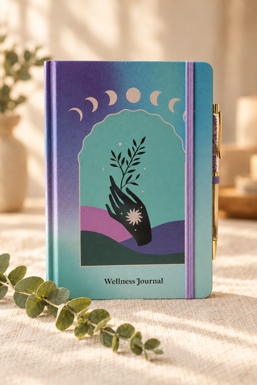 Warm Wellness Journal image with its original crystal-filled pen