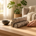 White sage bundles in a warm sunlit living-room setting
